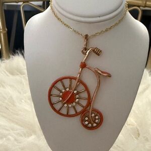 Vintage Bicycle Pendant Necklace. 22”